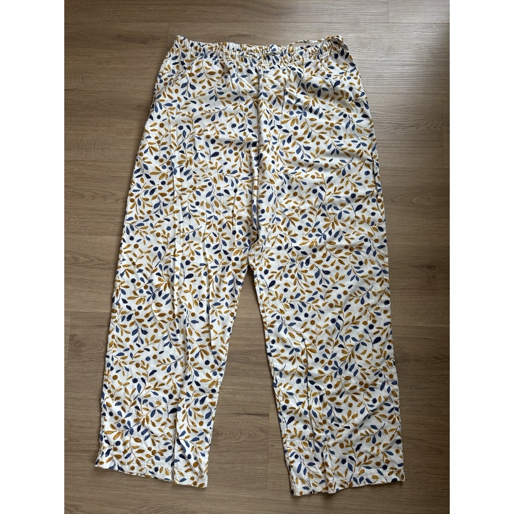 Garnet Hill Women's Organic Pima Cotton Flannel Sleep Pants Size XL Cozy Pull On